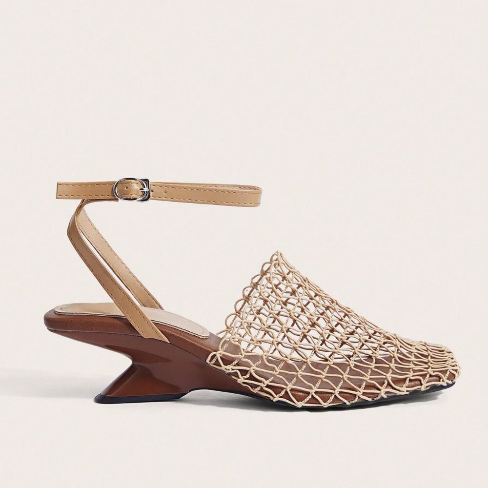 Boho wedge heeled Women's mesh Sandals - Picture 6 of 7